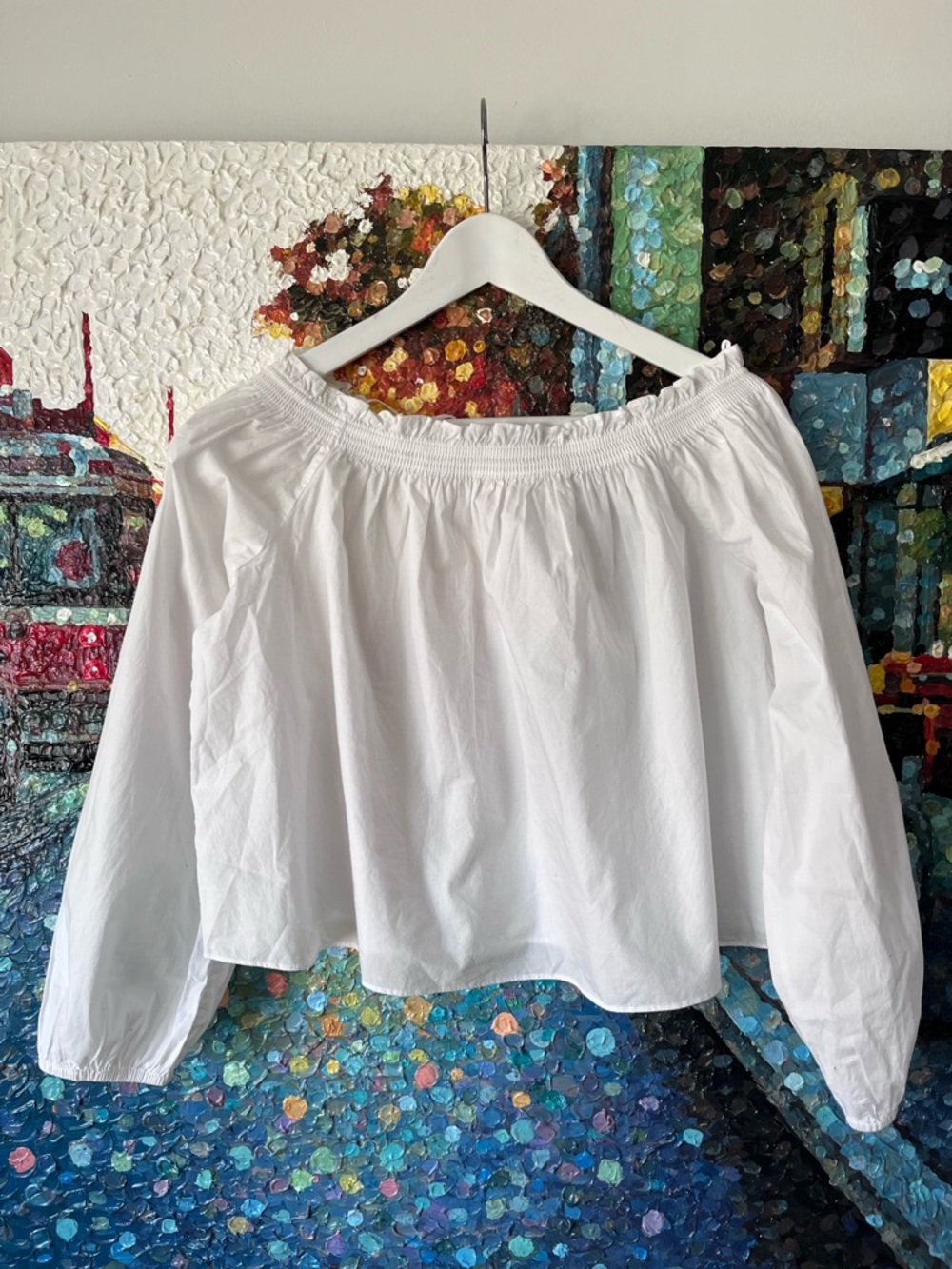 Aritzia Sunday’s Best Poplin Minerva white blouse cotton off the shoulder - Picture 3 of 8